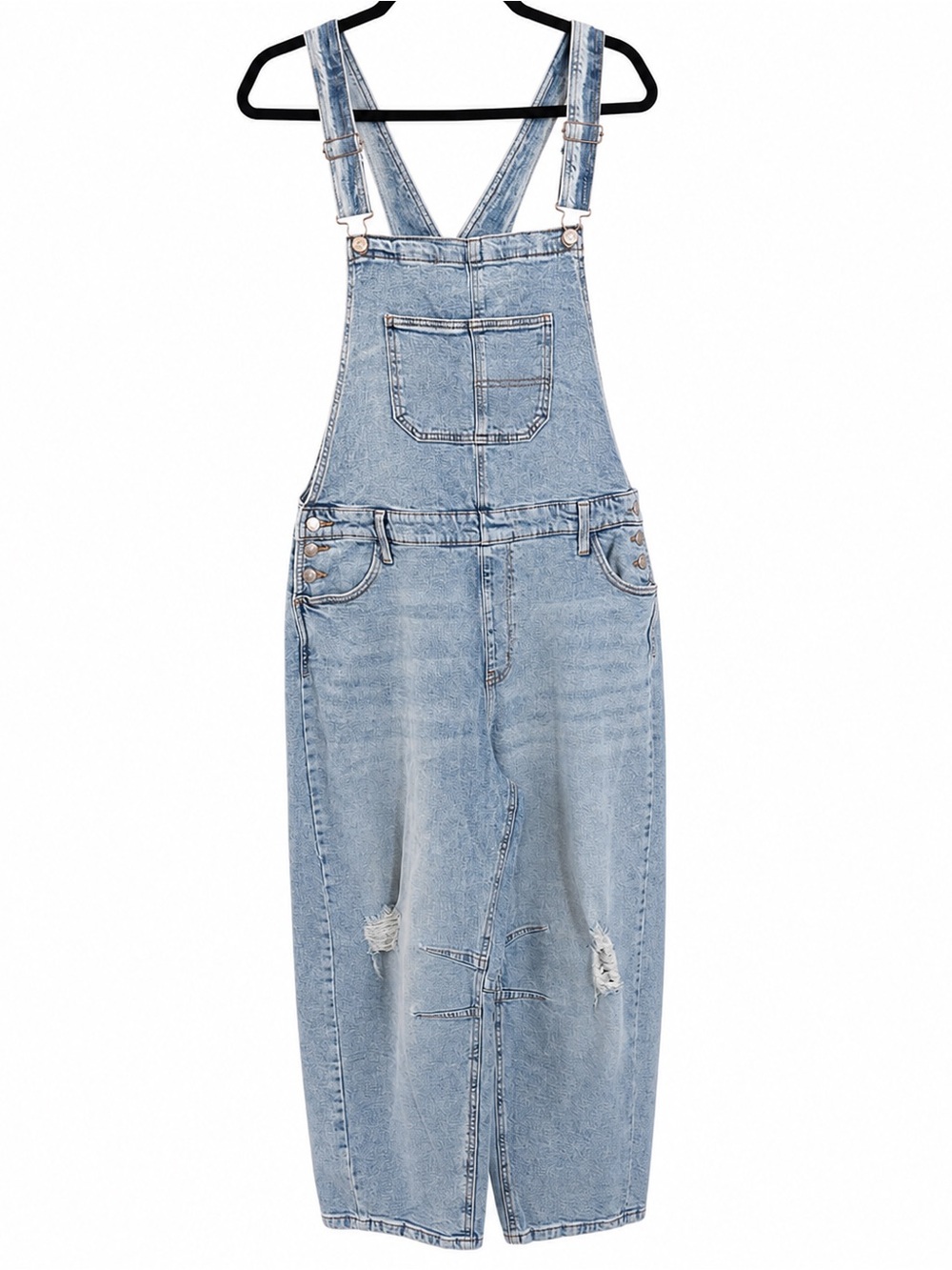 Light Blue Barrel Denim Overalls - Women's Relaxed Fit Jeans
